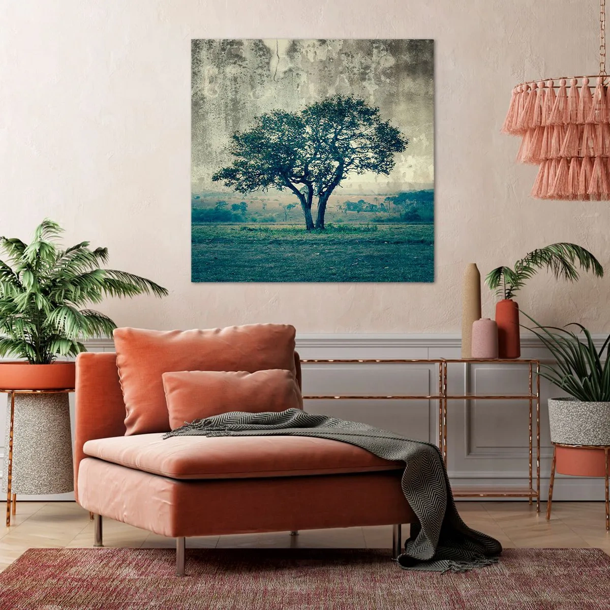 Obraz na płótnie - Jabłoń na błękitnym błoniu? - 60x60 cm