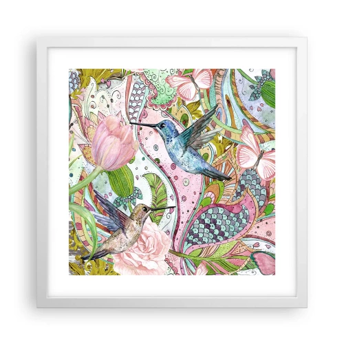 Plakat w białej ramie - Wplątane w pnączach - 40x40 cm