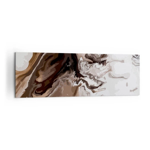 Obraz na płótnie - Abstrakcja w odcieniach brązu z dynamicznymi liniami - 160x50cm - Kontredans barw - Nowoczesna dekoracja ścienna do salonu i sypialni ARTTOR