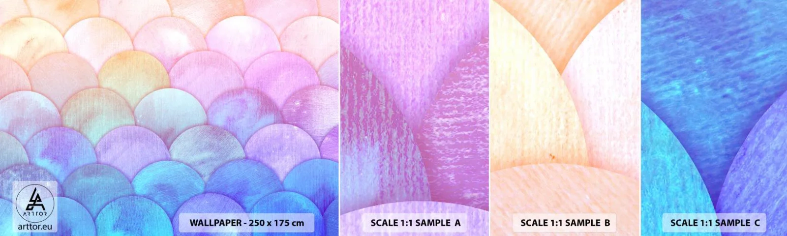 Fototapeta Próbka Standard Eco - Perłowa łuska - Pastelowe, Bąbelki, Łuski - 100x30 cm