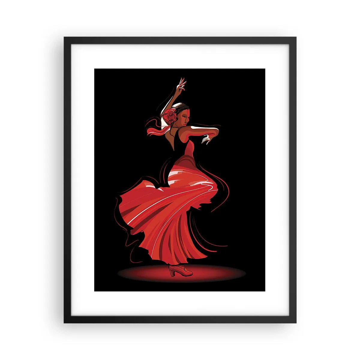 Plakat w czarnej ramie - Ognisty duch flamenco - 40x50 cm