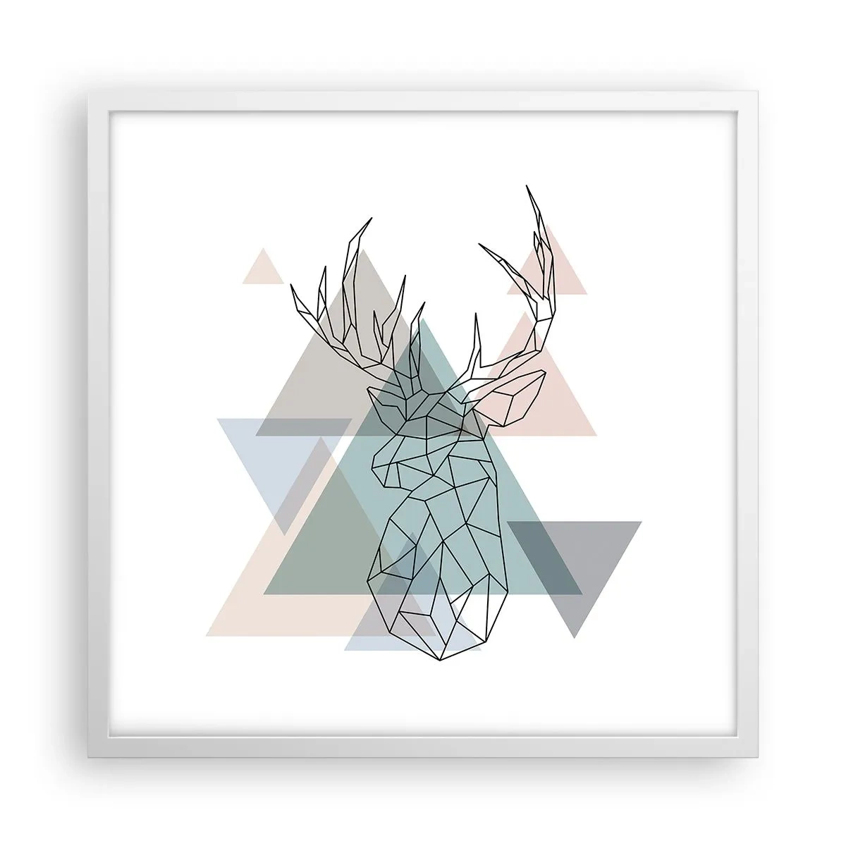 Plakat w białej ramie - W geometrycznym lesie - 50x50 cm