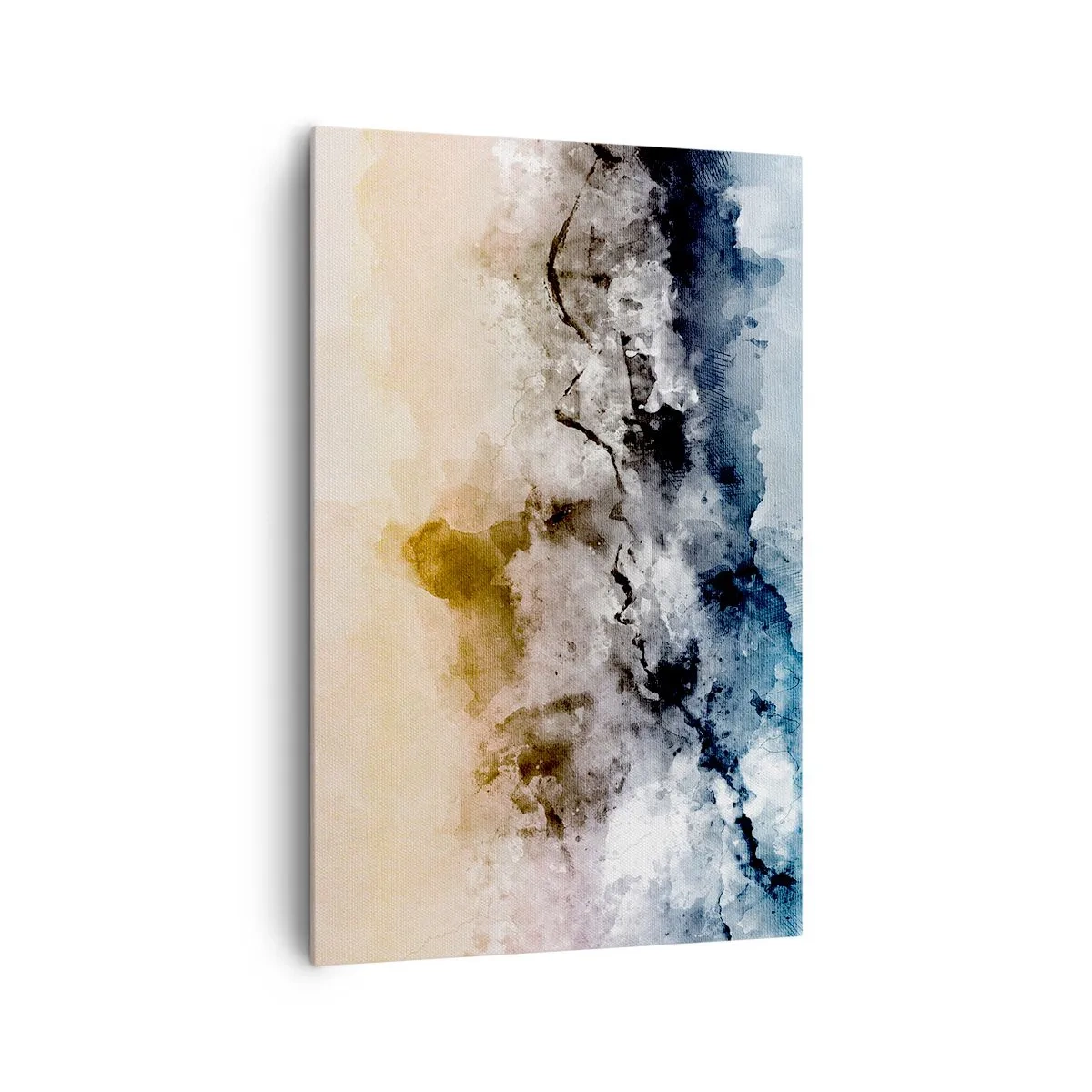 Obraz na płótnie - Abstrakcyjny krajobraz z mgłą i subtelnymi kolorami - 80x120cm - Zatopione w tumanie mgły - Nowoczesna dekoracja ścienna do salonu i sypialni ARTTOR