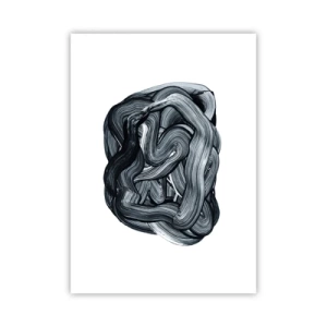Plakat - Abstrakcyjna kompozycja czarno-białych pociągnięć pędzla - 50x70cm - To nie takie proste - Nowoczesna dekoracja ścienna do salonu, kuchni i sypialni ARTTOR