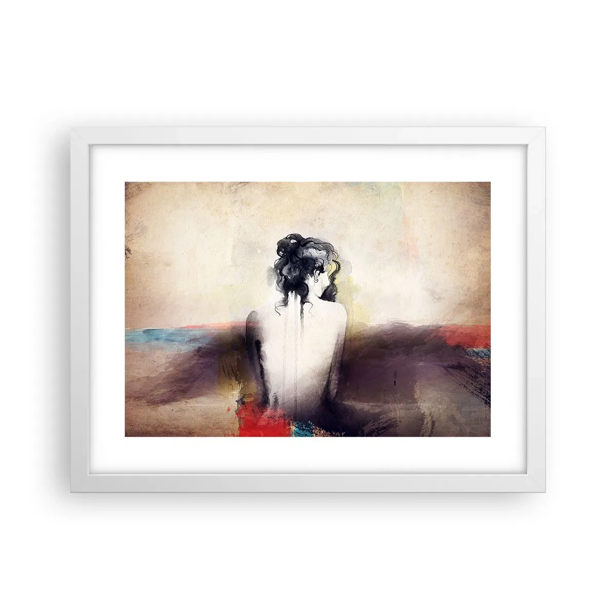 Plakat w białej ramie - Łagodne linie, owalne kształty - 40x30 cm