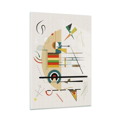 Obraz na szkle - Kolorowa abstrakcja geometryczna na jasnym tle - 50x70cm - I świat się śmieje - Nowoczesna dekoracja ścienna do salonu, kuchni i sypialni ARTTOR