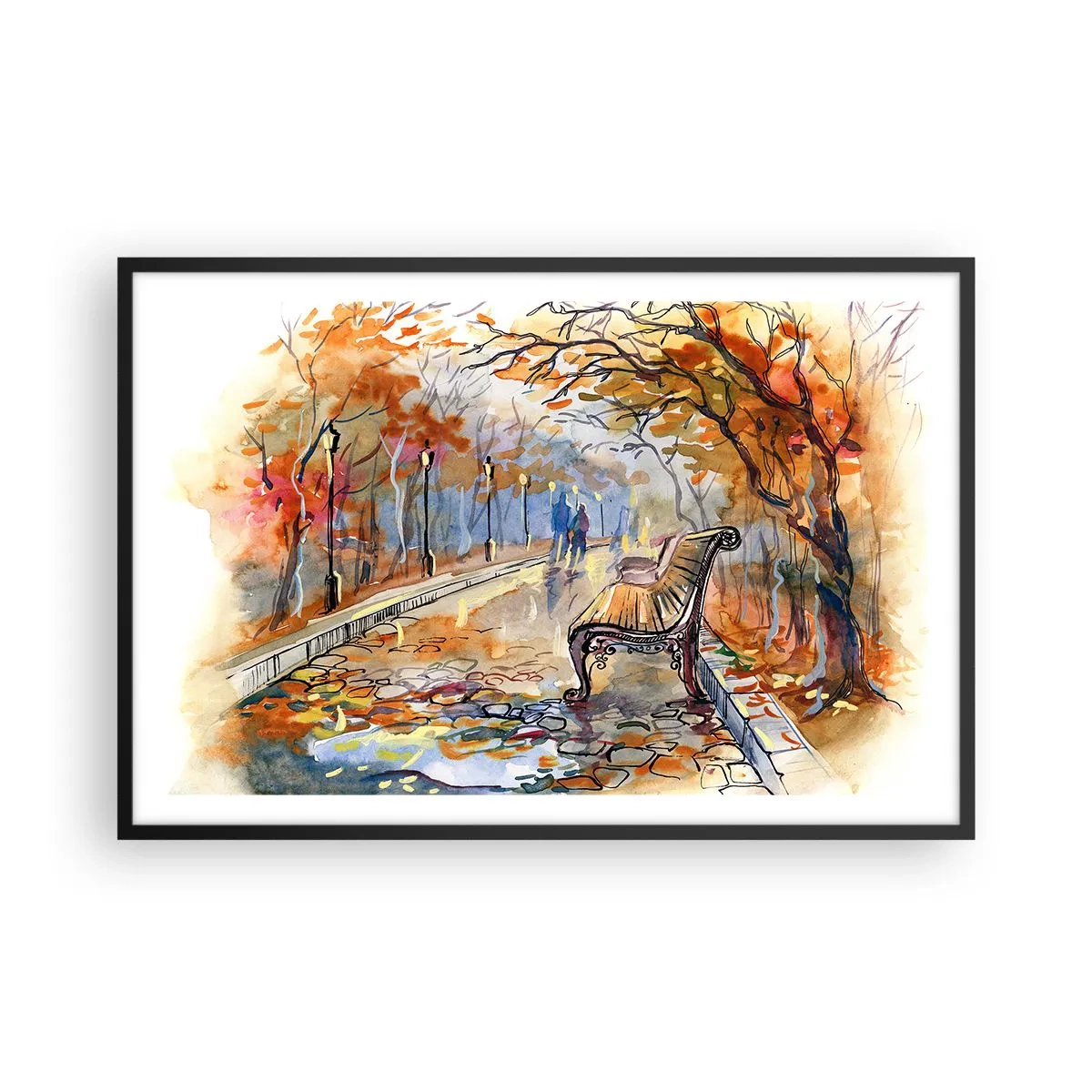 Plakat w czarnej ramie - Razem powędrować w jesień - 91x61 cm