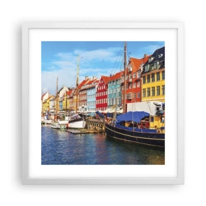 Plakat w białej ramie - Radosne nabrzeże - 40x40 cm