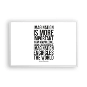 Plakat w białej ramie - Einstein o mocy wyobraźni - 91x61 cm