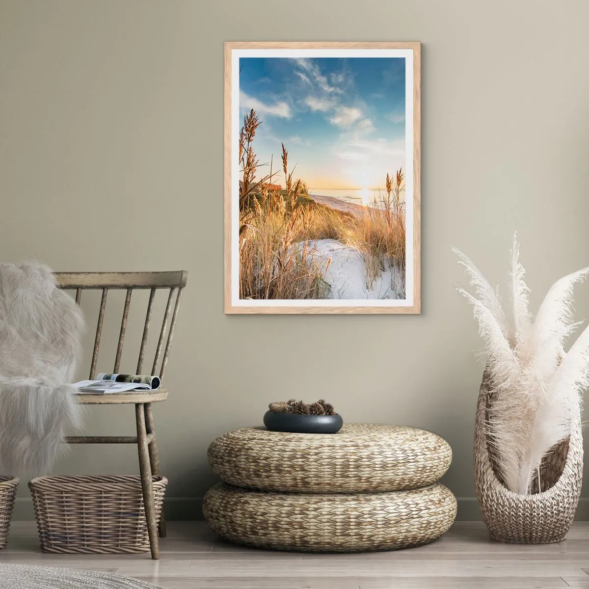 Plakat w ramie jasny dąb - Północna plaża - 70x100 cm