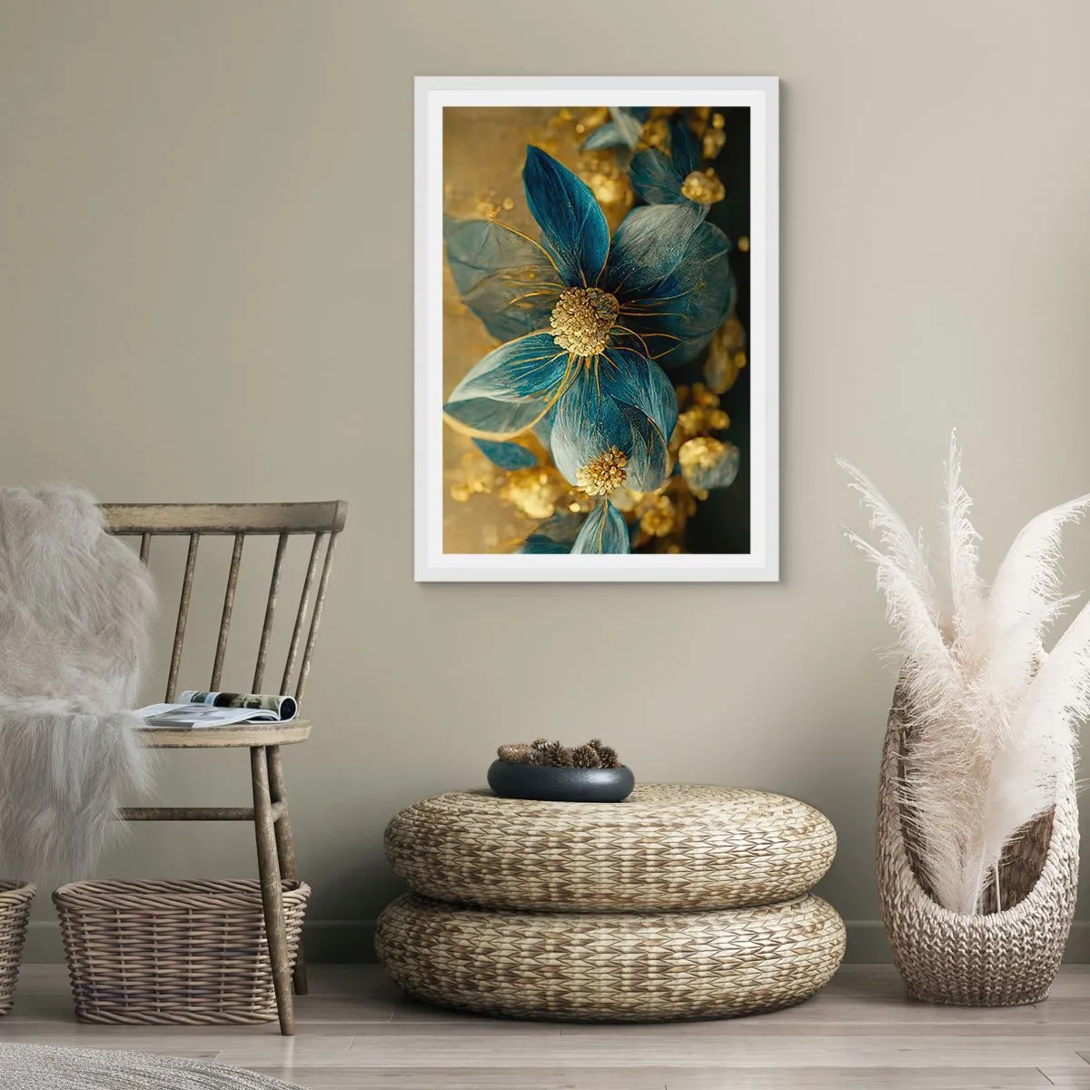 Plakat w białej ramie - Zakwitnąć złotem - 30x40 cm