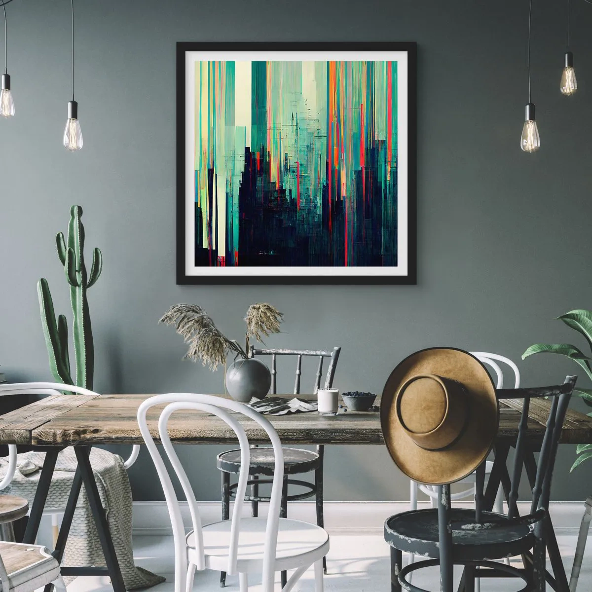 Plakat w czarnej ramie - Futurystyczne miasto - 30x30 cm