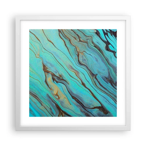 Plakat w białej ramie - Turkusowy przypływ - 40x40 cm