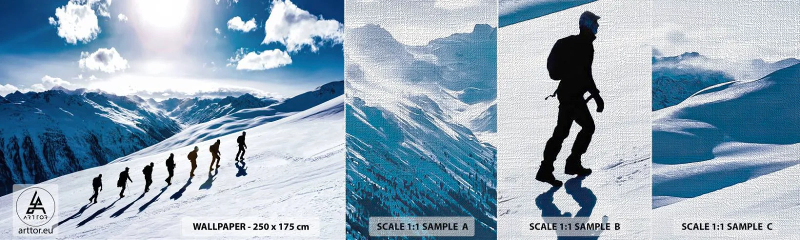 Fototapeta Próbka Premium Canvas - Drużyna zdobywców - Górska Wędrówka, Krajobraz, Alpy - 100x30 cm