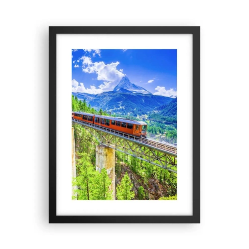 Plakat w czarnej ramie - Kolej na Alpy - 30x40 cm