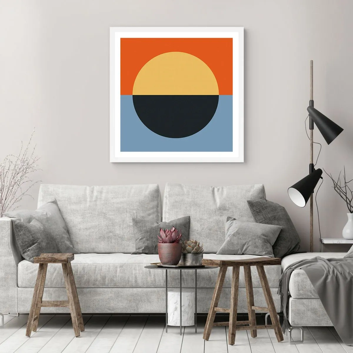 Plakat w białej ramie - Kompozycja ciepła i chłodu - 60x60 cm