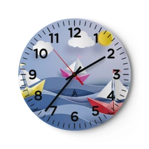 Zegar ścienny - Ach, jak przyjemnie kołysać się wśród fal - 30x30 cm