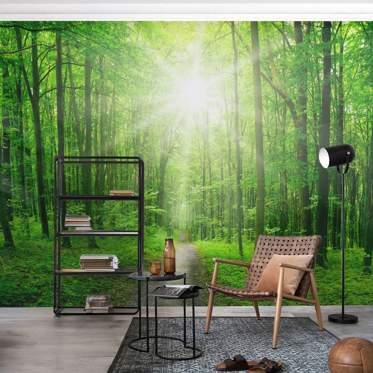 Fototapeta Standard Eco - Zielona katedra - Krajobraz, Las, Promienie Słońca - 250x175 cm