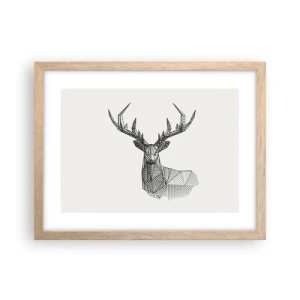 Plakat w ramie jasny dąb - Jeleń w kubistycznym stylu - 40x30 cm