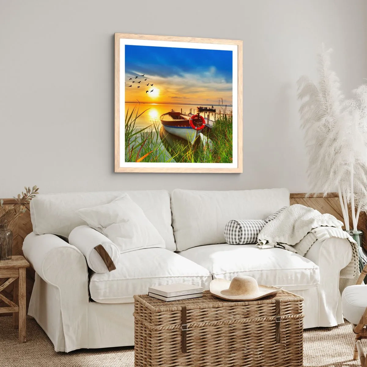 Plakat w ramie jasny dąb - Kormorany odlatują już - 40x40 cm