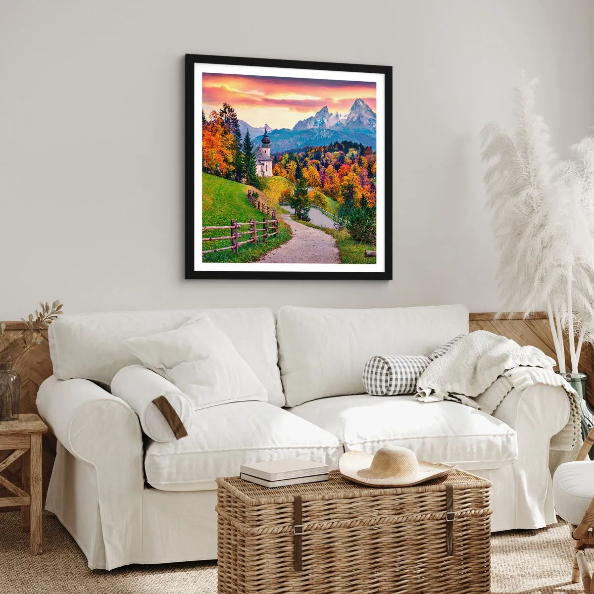 Plakat w czarnej ramie - Pejzaż jak malowanie - 30x30 cm