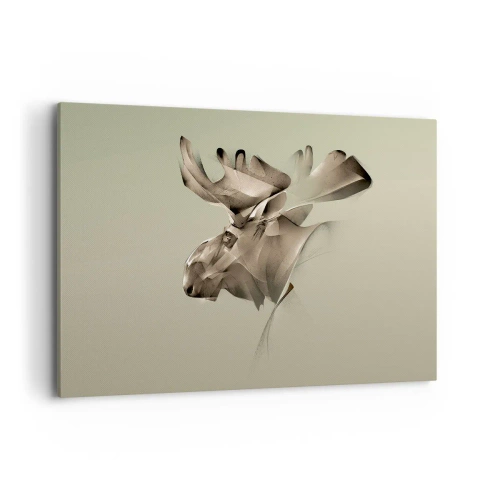 Obraz na płótnie - Abstrakcyjny wizerunek łosia na minimalistycznym tle - 120x80cm - Łagodna siła spokoju - Nowoczesna dekoracja ścienna do salonu, kuchni i sypialni ARTTOR