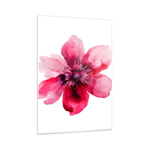 Obraz na szkle - Akwarelowa ilustracja czerwonego kwiatu na białym tle - 50x70cm - Karminowy wonny pocałunek - Nowoczesna dekoracja ścienna do salonu, kuchni i sypialni ARTTOR