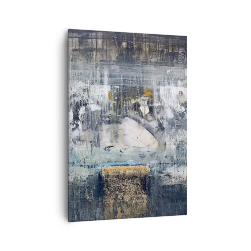 Obraz na płótnie - Abstrakcyjna kompozycja w chłodnych tonacjach - 70x100cm - Jak po lodzie, jak po grudzie - Nowoczesna dekoracja ścienna do salonu i sypialni ARTTOR