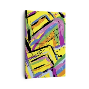 Obraz na płótnie - Żywa abstrakcja w jaskrawych kolorach i dynamicznych kształtach - 80x120cm - Aż krzyczy z radości - Nowoczesna dekoracja ścienna do salonu i sypialni ARTTOR
