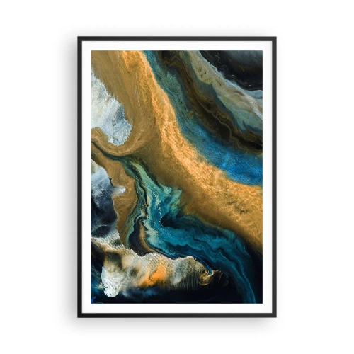 Plakat w czarnej ramie - Niebieski – zółty – wzajemne wpływy - 70x100 cm