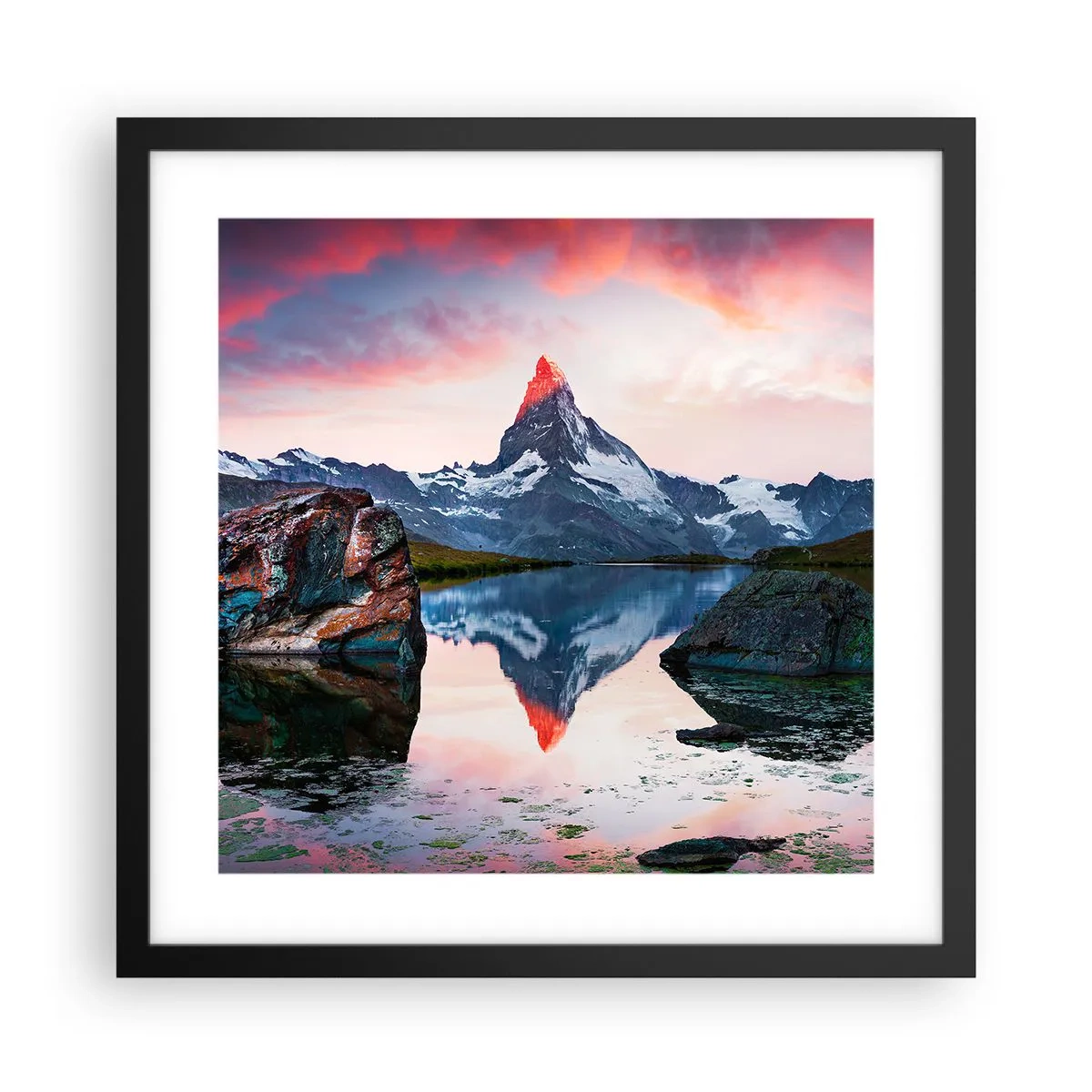 Plakat w czarnej ramie - Serce gór jest gorące - 40x40 cm