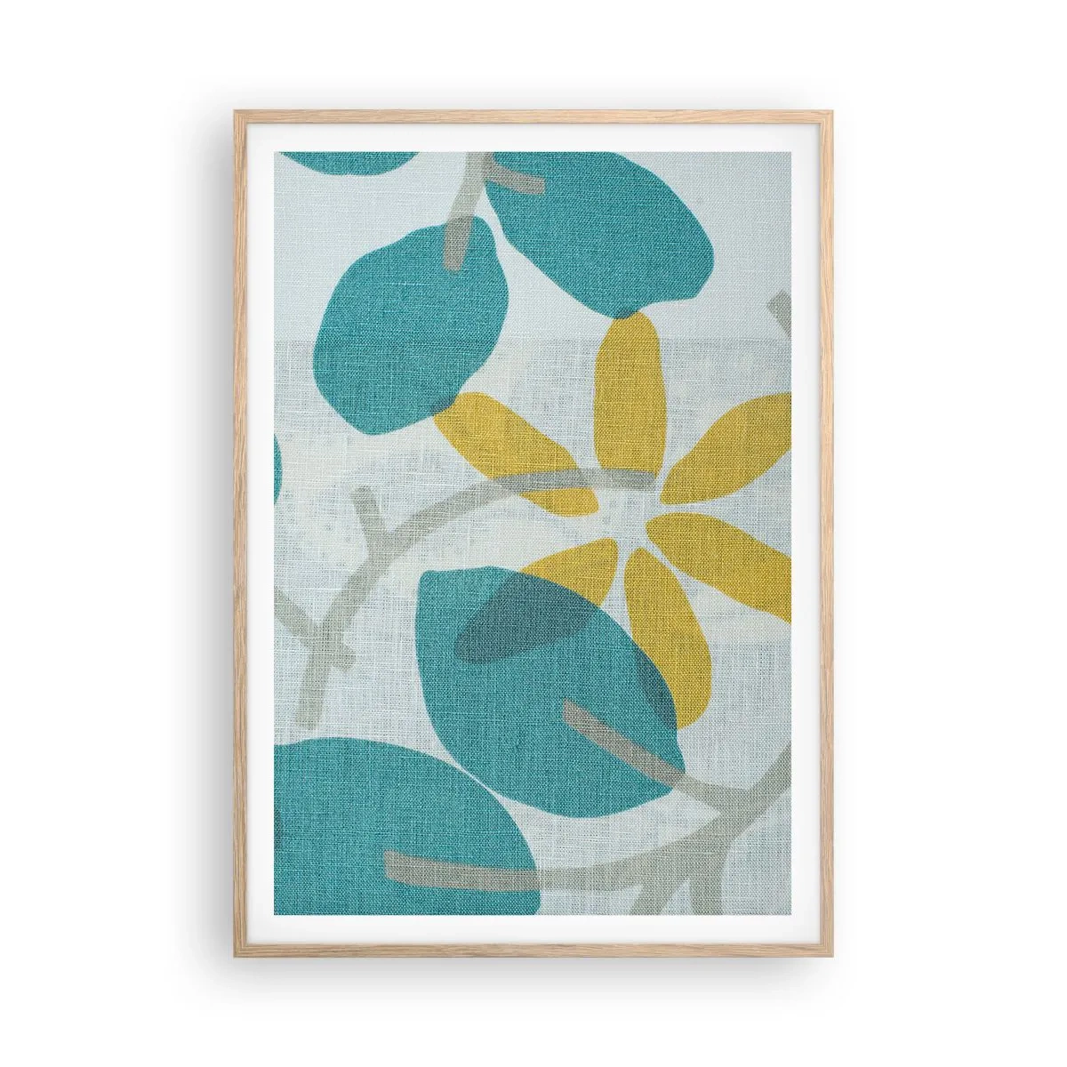 Plakat w ramie jasny dąb - Wśród lazurowych liści - 70x100 cm