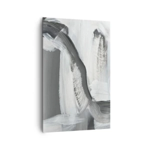 Obraz na płótnie - Szaro-biała abstrakcja z dynamicznymi liniami - 80x120cm - Zdecydowanym ruchem - Nowoczesna dekoracja ścienna do salonu i sypialni ARTTOR