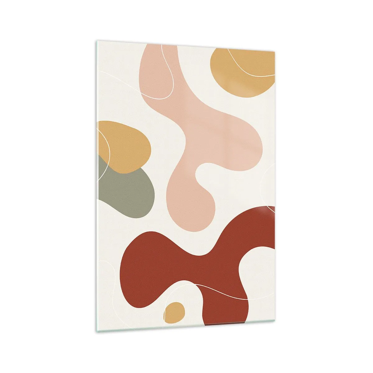 Obraz na szkle - Abstrakcyjna kompozycja w pastelowych odcieniach z dynamicznymi kształtami - 70x100cm - Esy czy floresy? - Nowoczesna dekoracja ścienna do salonu i sypialni ARTTOR