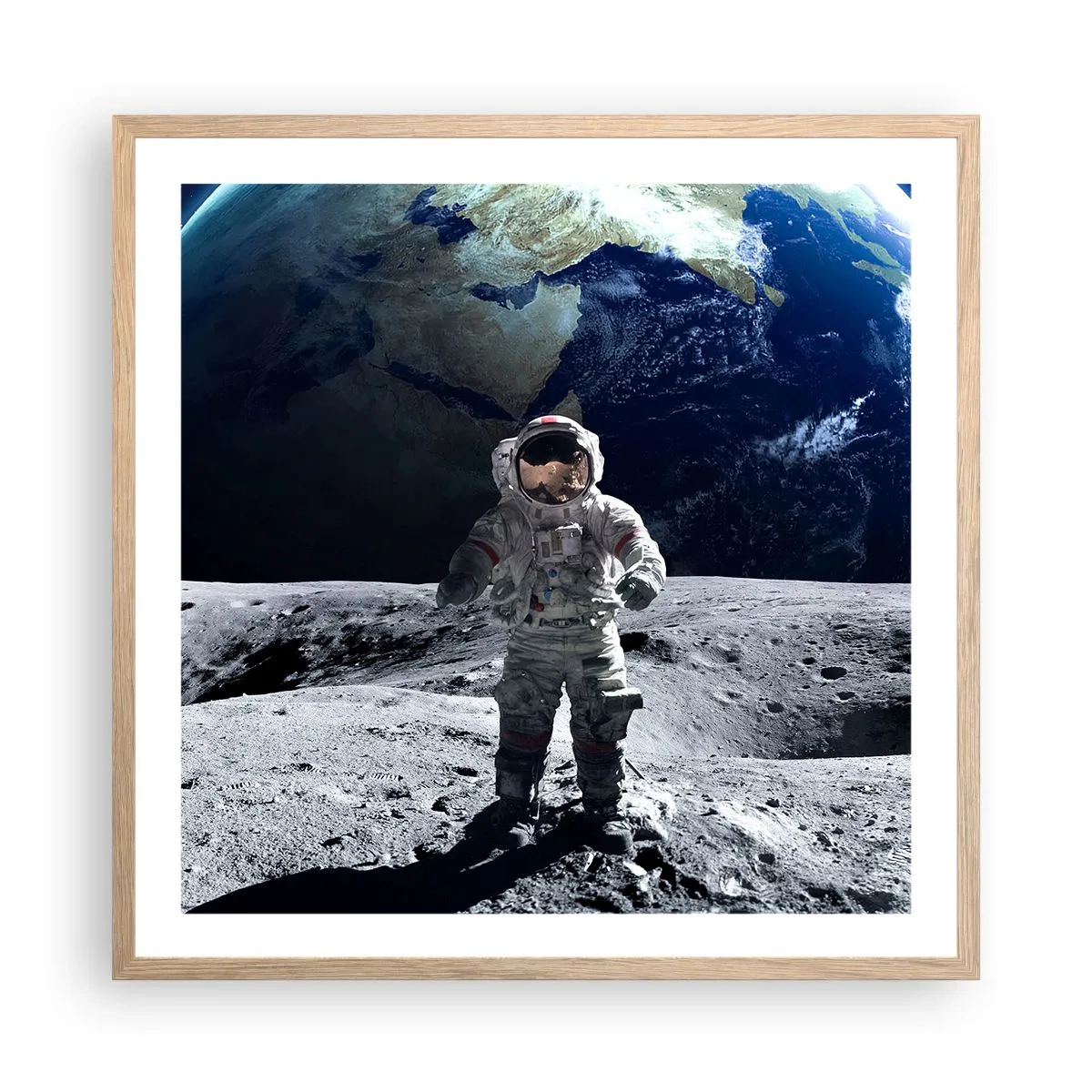 Plakat w ramie jasny dąb - Pozdrowienia z Księżyca - 60x60 cm