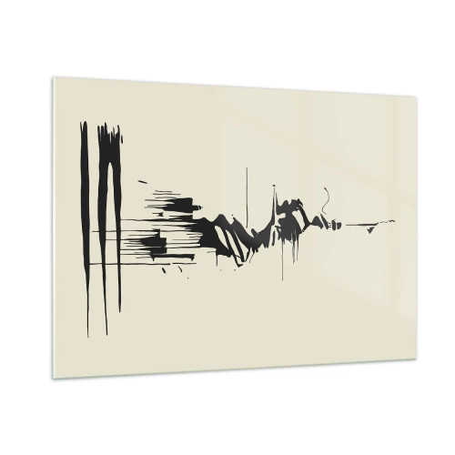 Obraz na szkle - Czarne dynamiczne linie i plamy na jasnym tle w abstrakcyjnym stylu - 100x70cm - Abstrakcja pośpieszna - Nowoczesna dekoracja ścienna do salonu, kuchni i sypialni ARTTOR