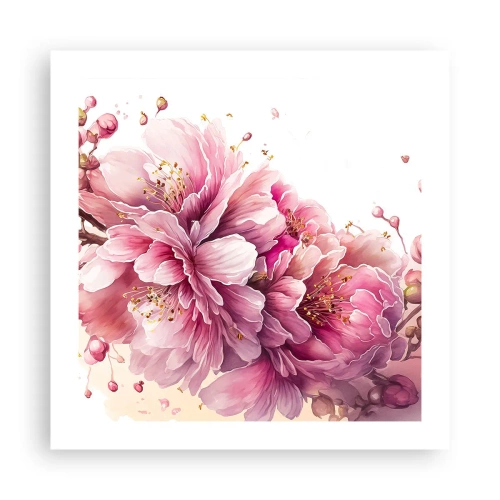 Plakat - Kwiat kwitnącej wiśni - 50x50 cm