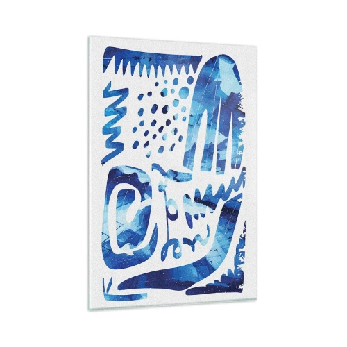 Obraz na szkle - Abstrakcyjny wzór w odcieniach niebieskiego - 80x120cm - Powrót do korzeni - Nowoczesna dekoracja ścienna do salonu i sypialni ARTTOR