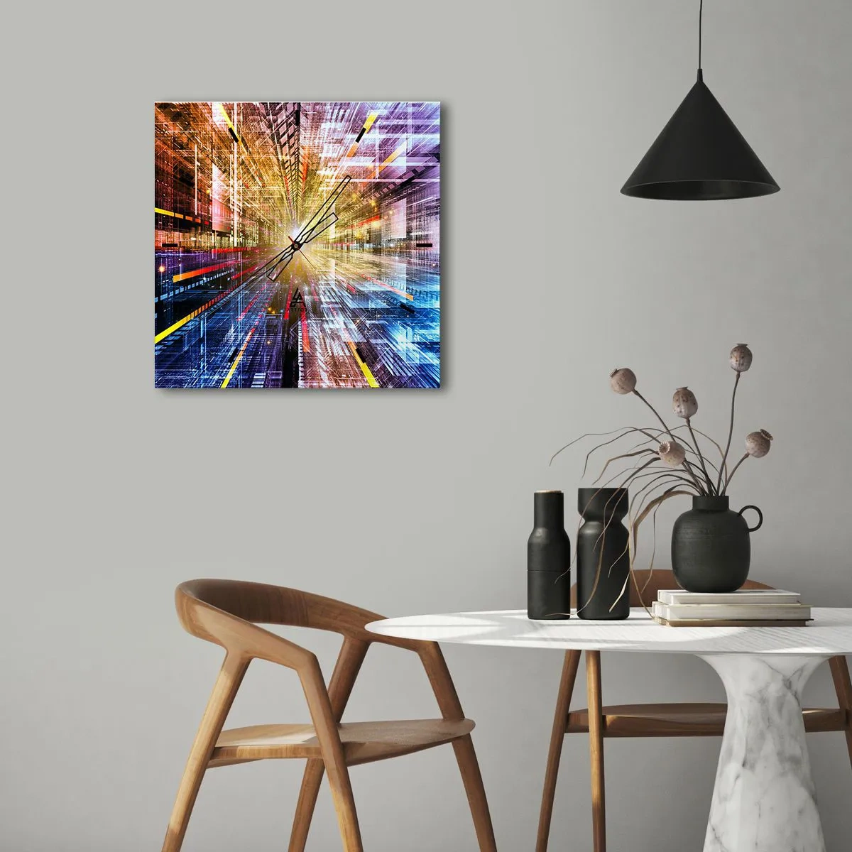 Zegar ścienny - Świetlny korytarz - 40x40 cm