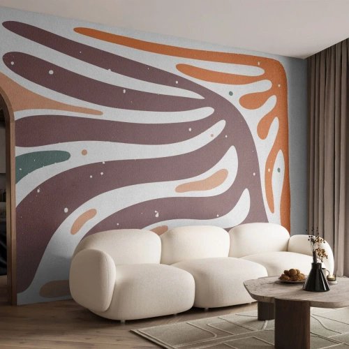 Fototapeta Premium Canvas - Kompozycja organiczna promienista - Boho, Minimalizm, Sztuka - 200x140 cm