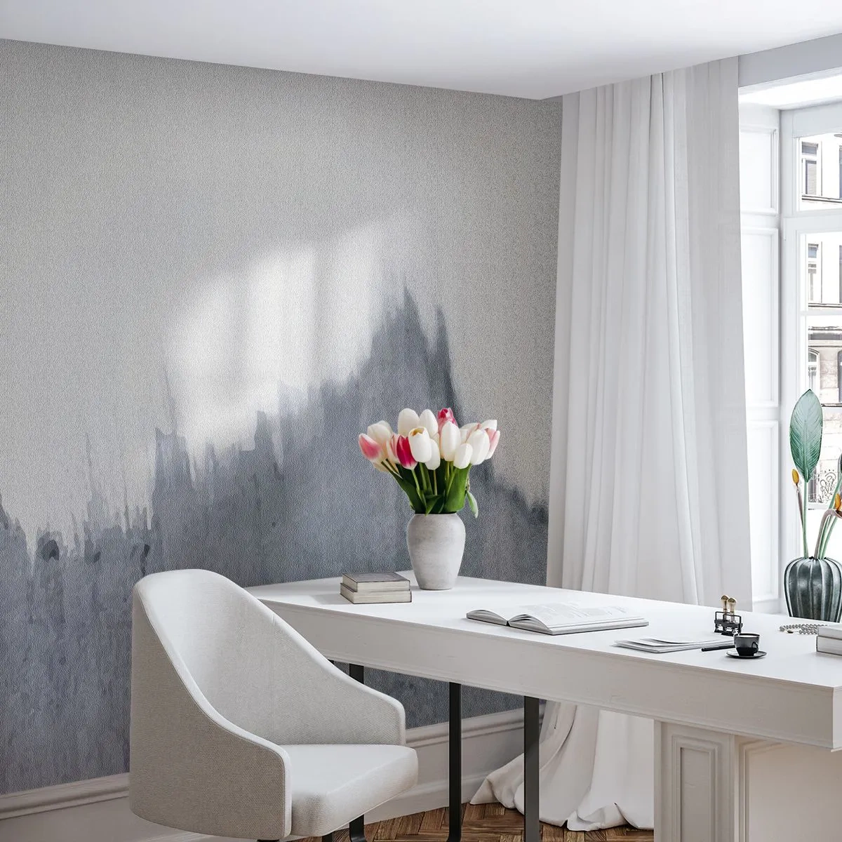 Fototapeta Standard Eco - Szara abstrakcja przypominająca pejzaż górski - 100x70cm - Tajemniczy zapis - Nowoczesna dekoracja ścienna do salonu i sypialni ARTTOR