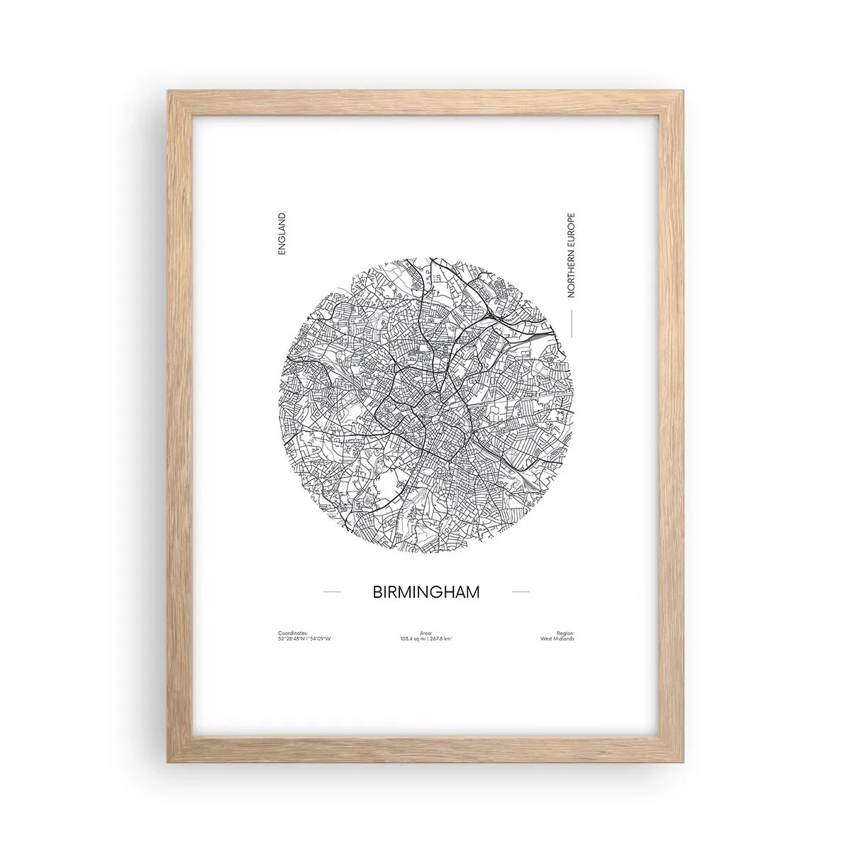 Plakat w ramie jasny dąb - Anatomia Birmingham - 30x40 cm