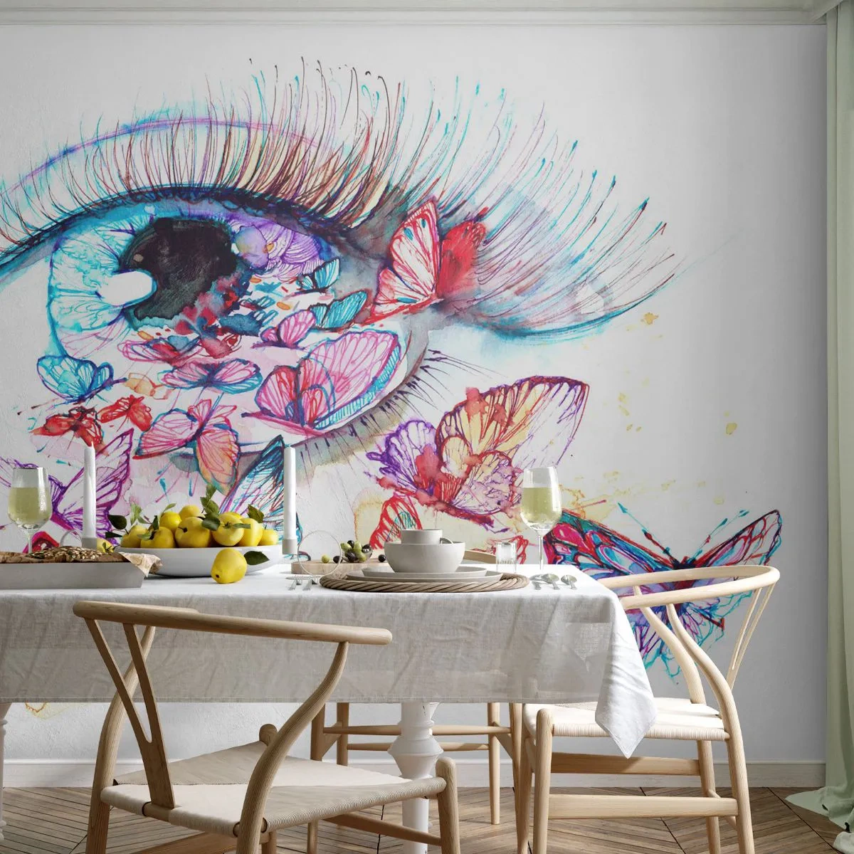 Fototapeta Premium Canvas - Bajkowy oczu czar - Kobiece Oko, Motyl, Abstrakcja - 250x175 cm