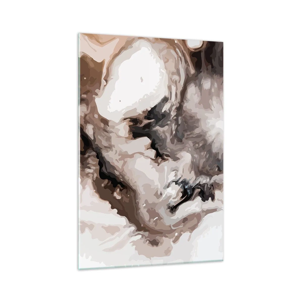 Obraz na szkle - Abstrakcyjny wzór w odcieniach brązu i bieli - 70x100cm - Narodziny galaktyki - Nowoczesna dekoracja ścienna do salonu i sypialni ARTTOR
