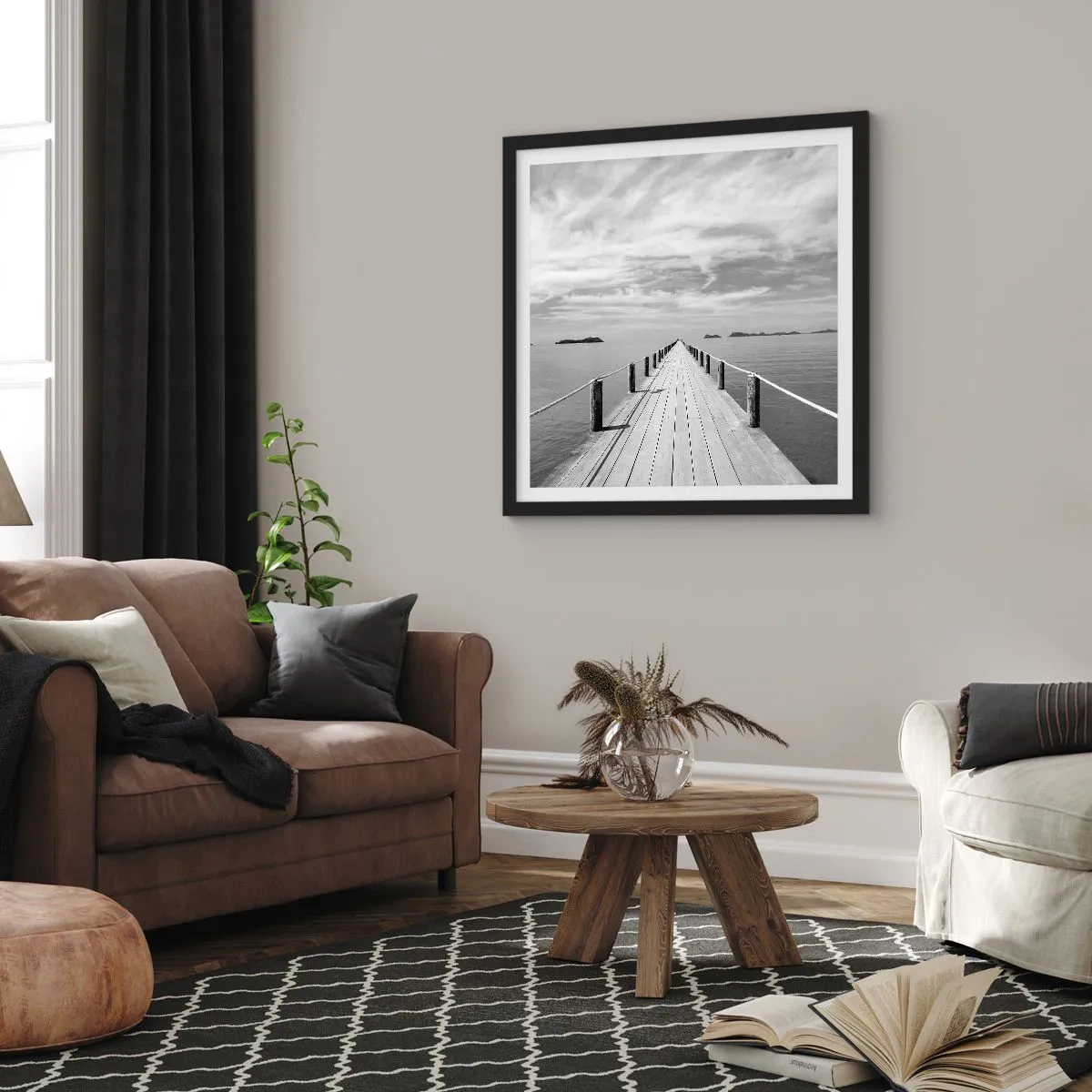 Plakat w czarnej ramie - A może podróż… - 50x50 cm