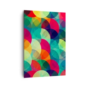 Obraz na płótnie - Kolorowe geometryczne wzory złożone z kół i półkoli - 70x100cm - Wtęczowstąpienie - Nowoczesna dekoracja ścienna do salonu i sypialni ARTTOR