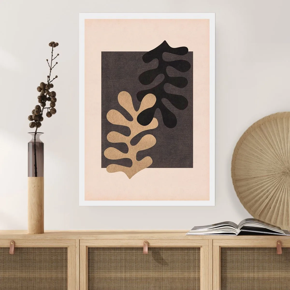 Plakat - Minimalistyczna grafika abstrakcyjna z organicznymi kształtami - 50x70cm - Brak i dopełnienie - Nowoczesna dekoracja ścienna do salonu, kuchni i sypialni ARTTOR