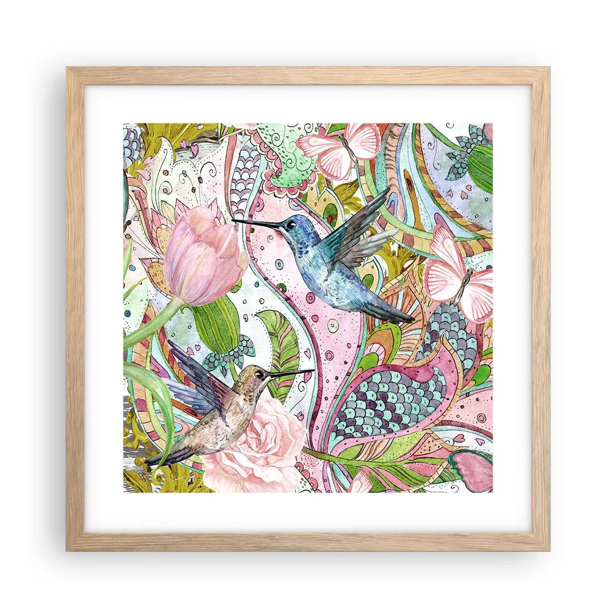 Plakat w ramie jasny dąb - Wplątane w pnączach - 40x40 cm