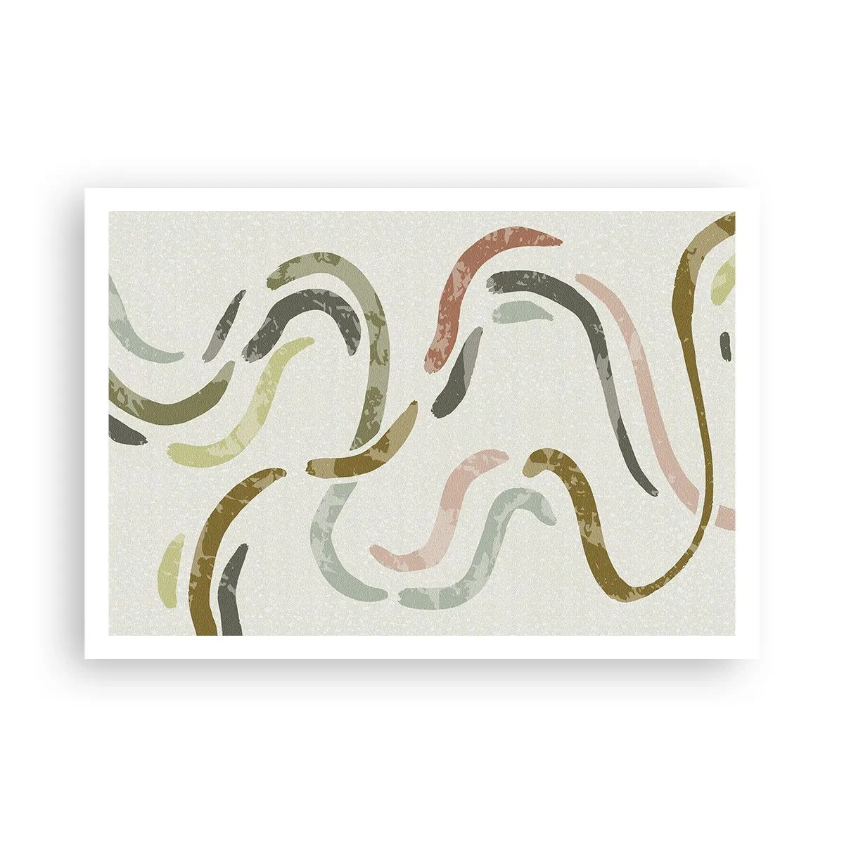 Plakat - Abstrakcyjne łuki w pastelowej kolorystyce - 100x70cm - Radosny taniec abstrakcji - Nowoczesna dekoracja ścienna do salonu i sypialni ARTTOR