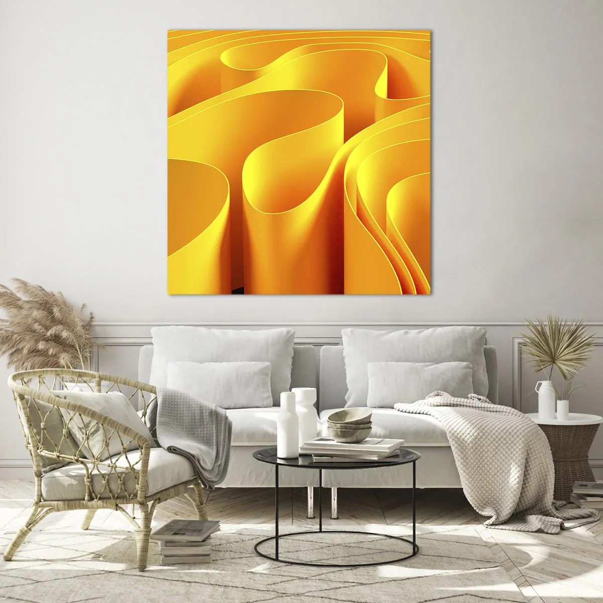 Obraz na szkle - Jak fale słońca - 70x70 cm